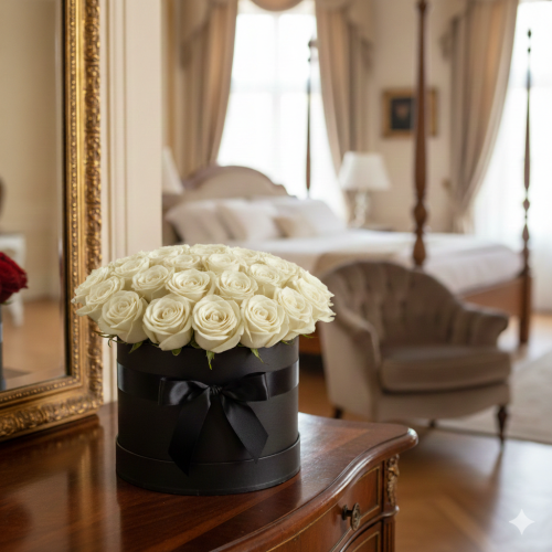 White Pearl Roses Hat Box White Pearl Roses Hat Box