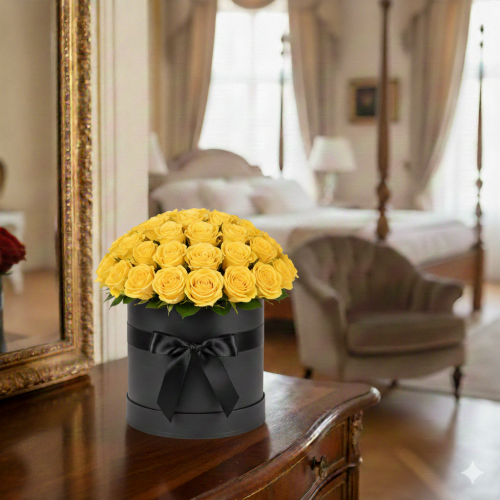 Yellow Elegance Roses Hat Box Yellow Elegance Roses Hat Box