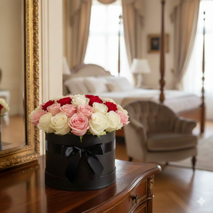 Moonlight Mix Roses Hat Box Moonlight Mix Roses Hat Box