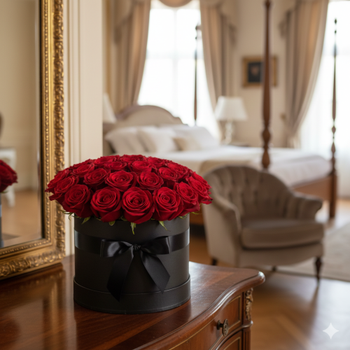 Red Charm Roses Hat Box Red Charm Roses Hat Box