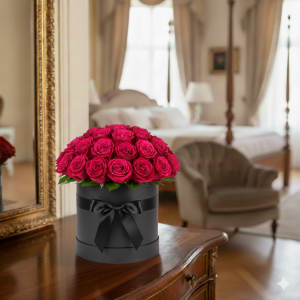 Cerise Classic Roses Hat Box Cerise Classic Roses Hat Box